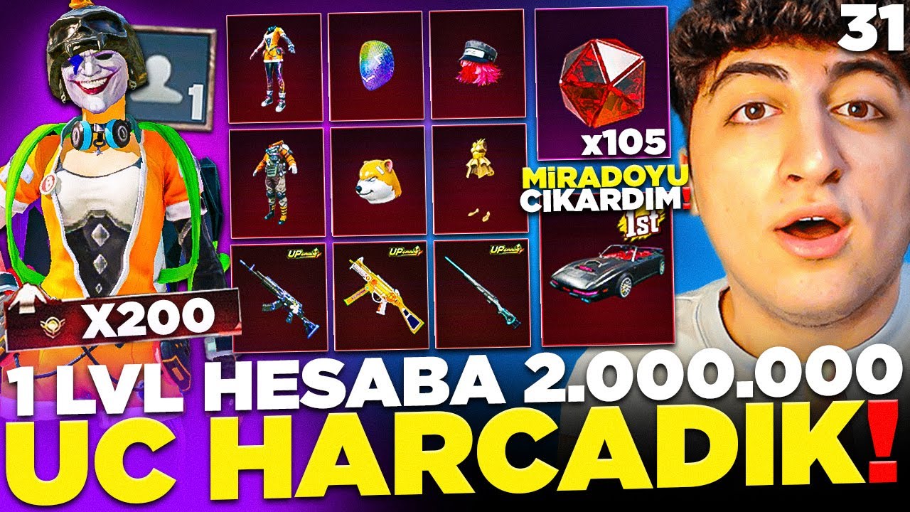 1 LEVEL HESABA 2.000.000 UC HARCADIK! MİRADOYU ÇIKARIP YENİ MYTHİC FORGE'Yİ FULLEDİK! PUBG Mobile