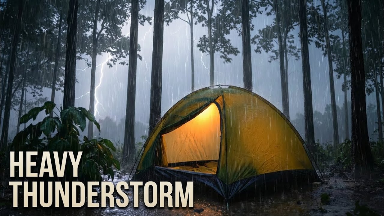 HEAVY THUNDERSTORM 🌧️ | 5H Relaxing Rain & Tent Ambience for Sleep, Study, & Relaxation