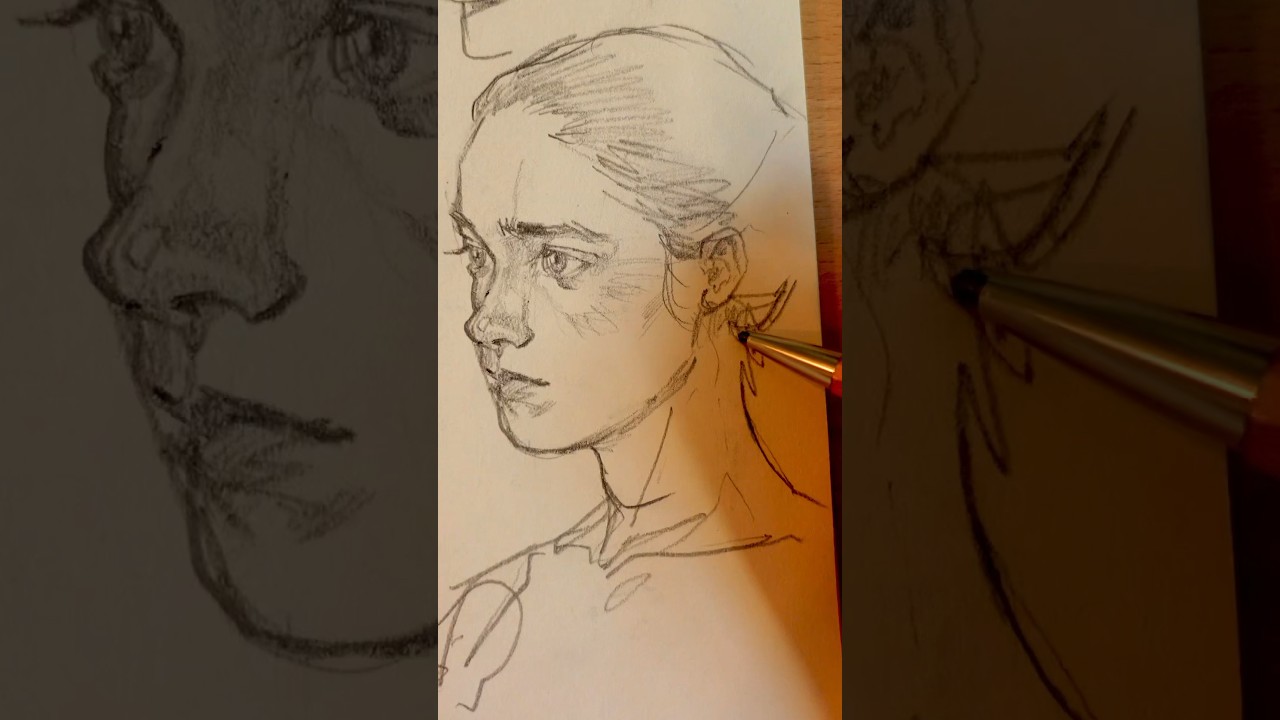 Is she sad or content? 🌨️🕊️#portraitart#drawwithme#drawing#peaceful
