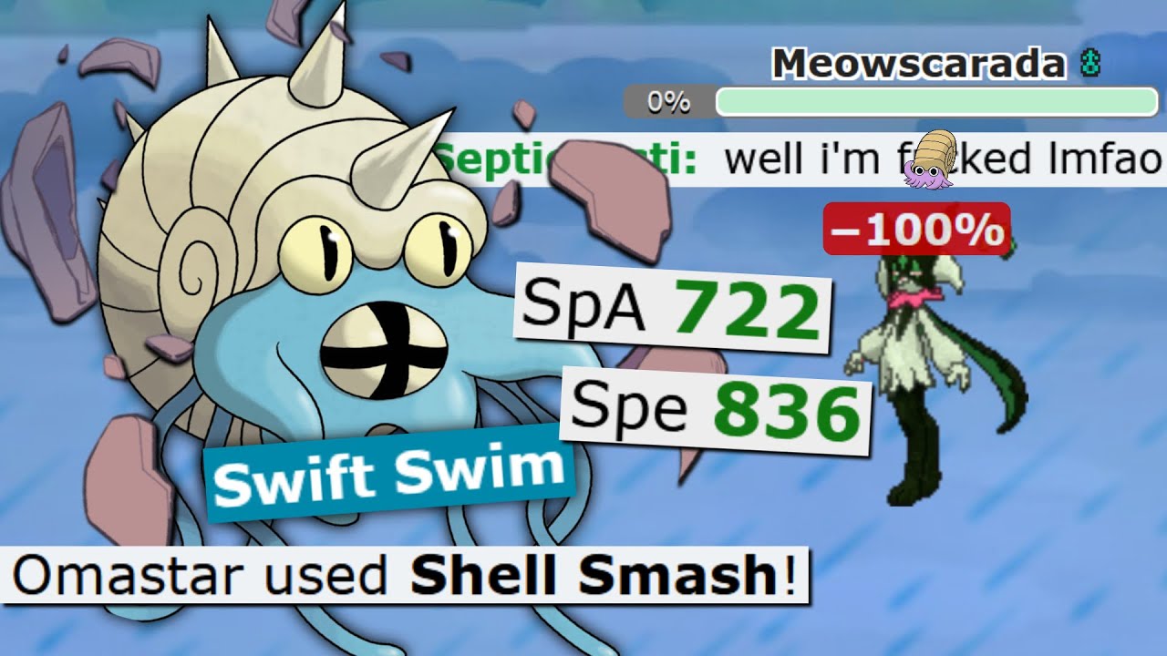 SWIFT SWIM + SHELL SMASH OMASTAR IS SO GOOD! POKEMON SCARLET AND VIOLET RAIN TEAM
