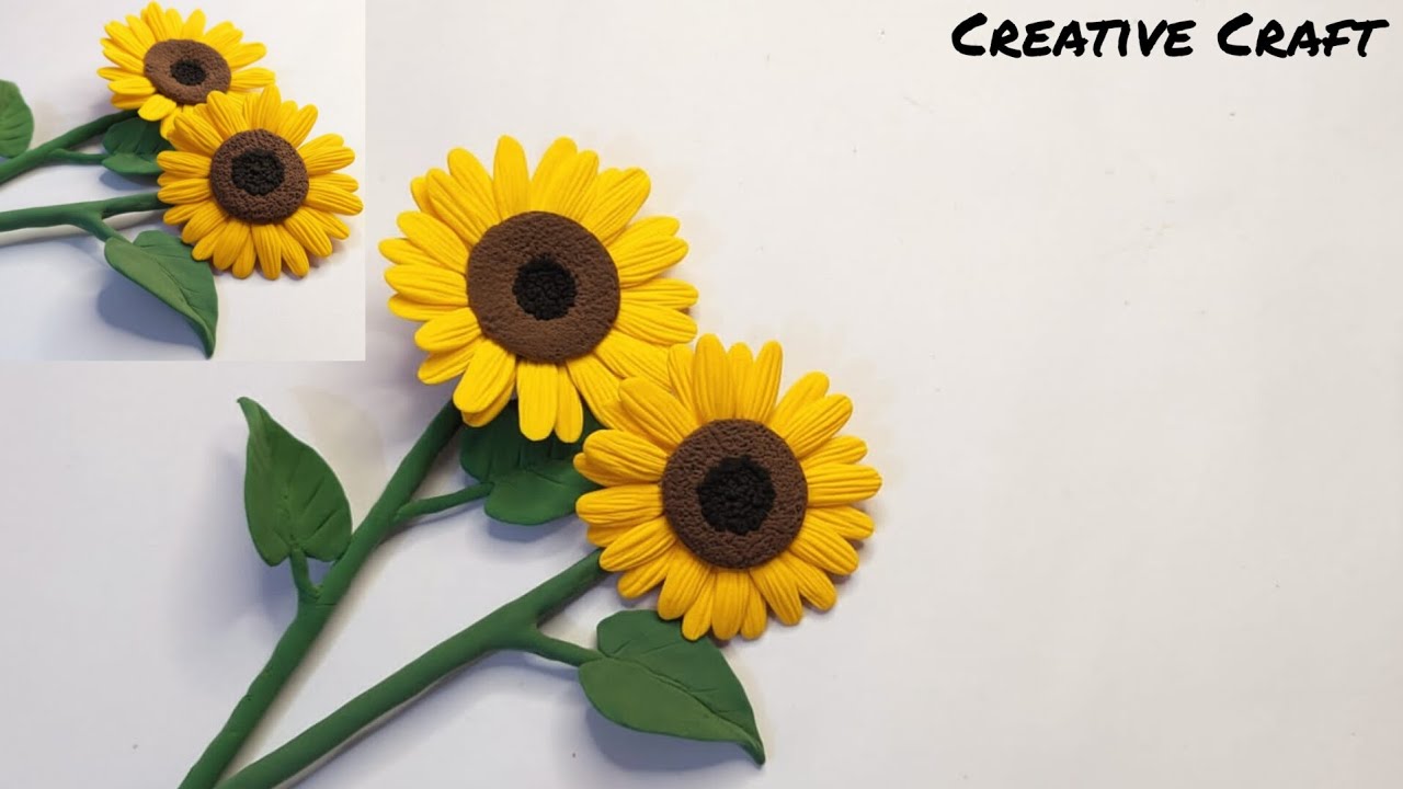 How to Make a Flower with Clay -🌻🌻Sunflower Tutorial|| সূর্যমুখী ফুল || Easy Tutorial|| Clay Flowers