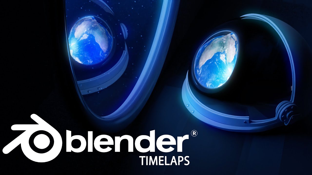 Short Time laps of making helmet in space render in blender