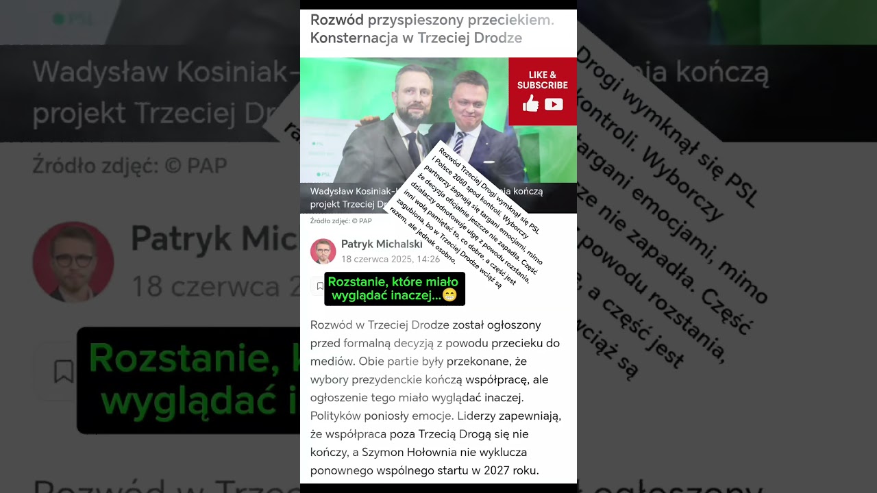 Rozstanie, kt&oacute;re miało wyglądać inaczej... PSL i Polska 2050 w szoku! #polityka