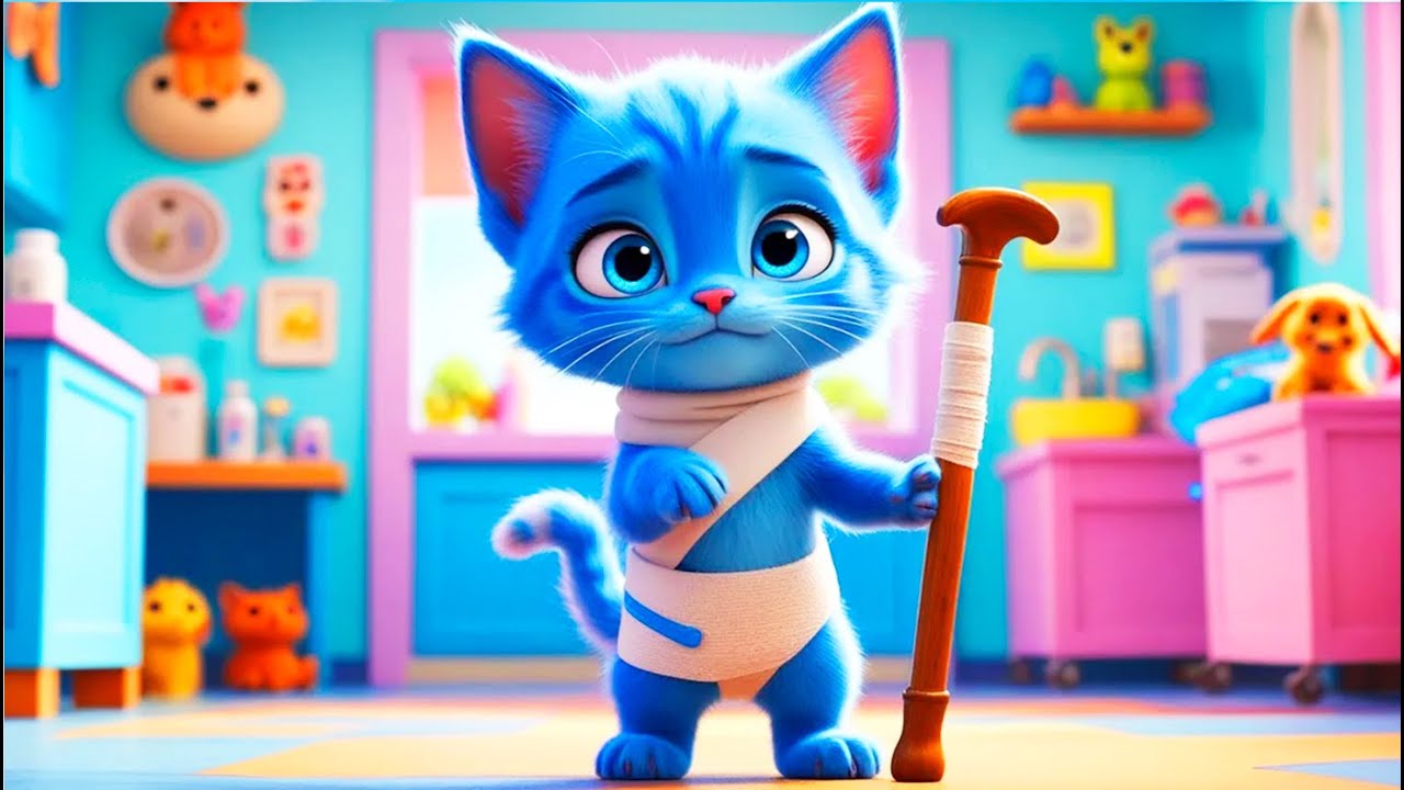 💙  GATITO AZUL va al HOSPITAL 🚑 PATITA ROTA 🐾   ¡Caricaturas animadas! 🐱