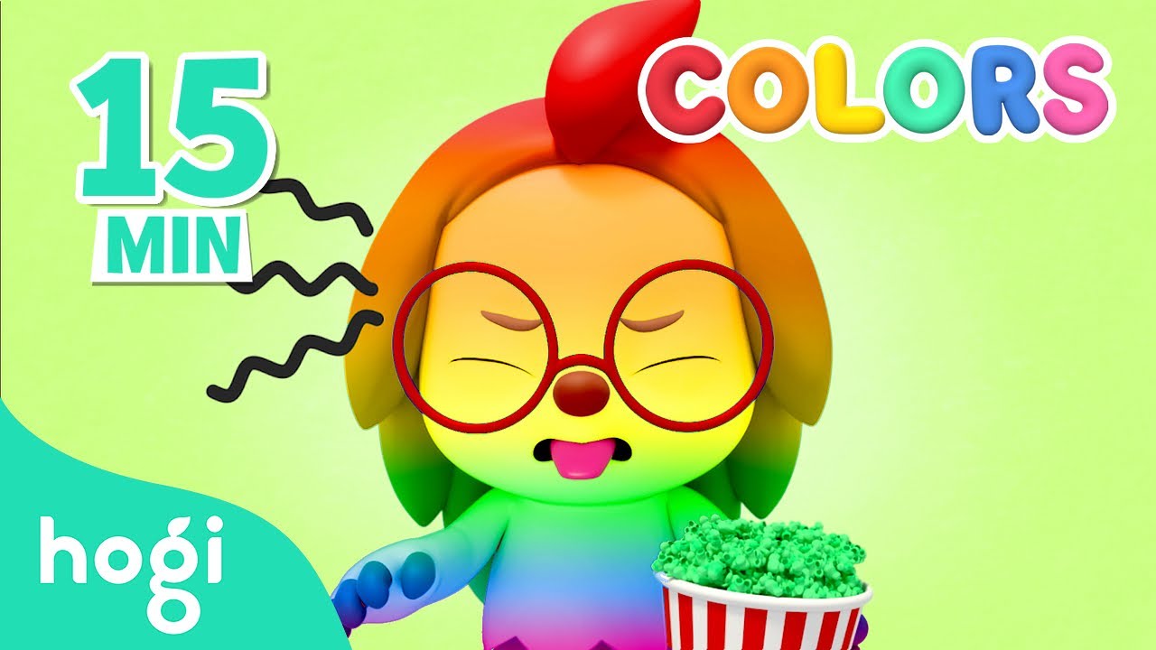 [NEW✨] Learn Colors with Rainbow Popcorn 🍿️｜15 min｜Learn Colors for Kids｜Compilation｜Hogi & Pinkfong