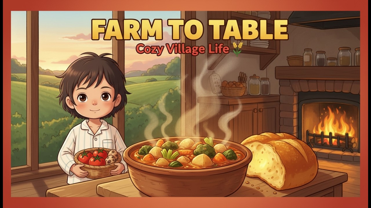 Quiet Countryside Farming 🌾 | Cozy Cooking & Village Life ! Ghibli-Style Video