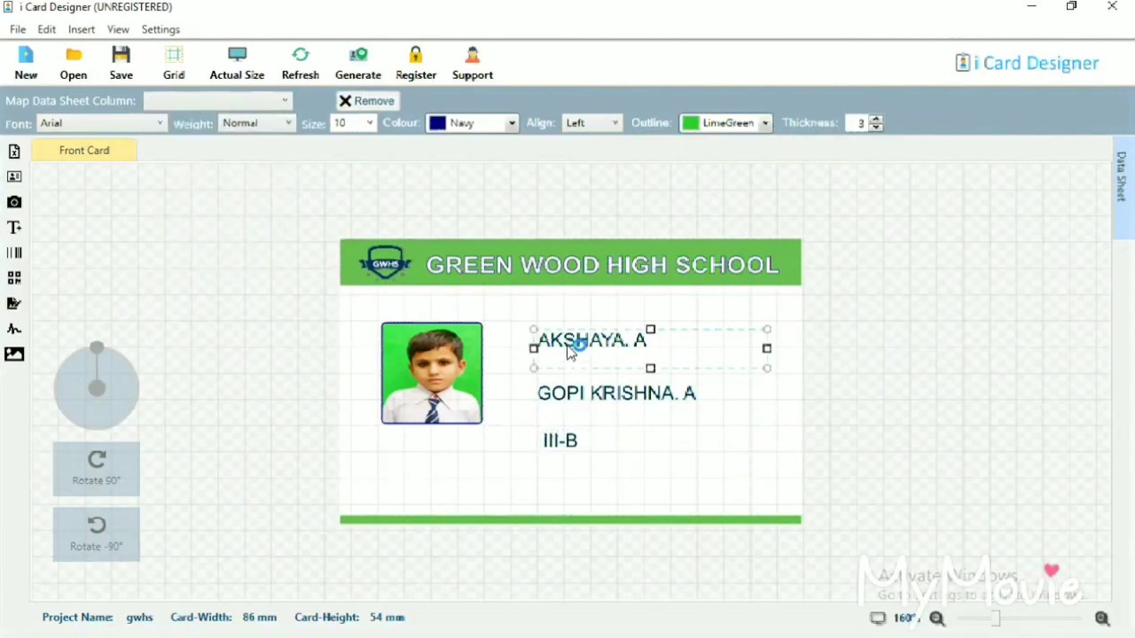 Quick and Easy Student ID Card Software using Excel in iCard Designer.