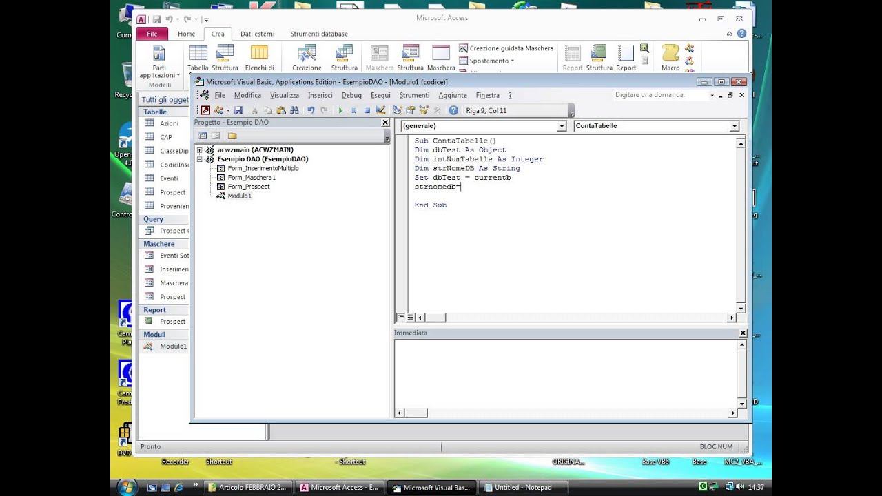 Tecniche di utilizzo del VBA con Access Video 1