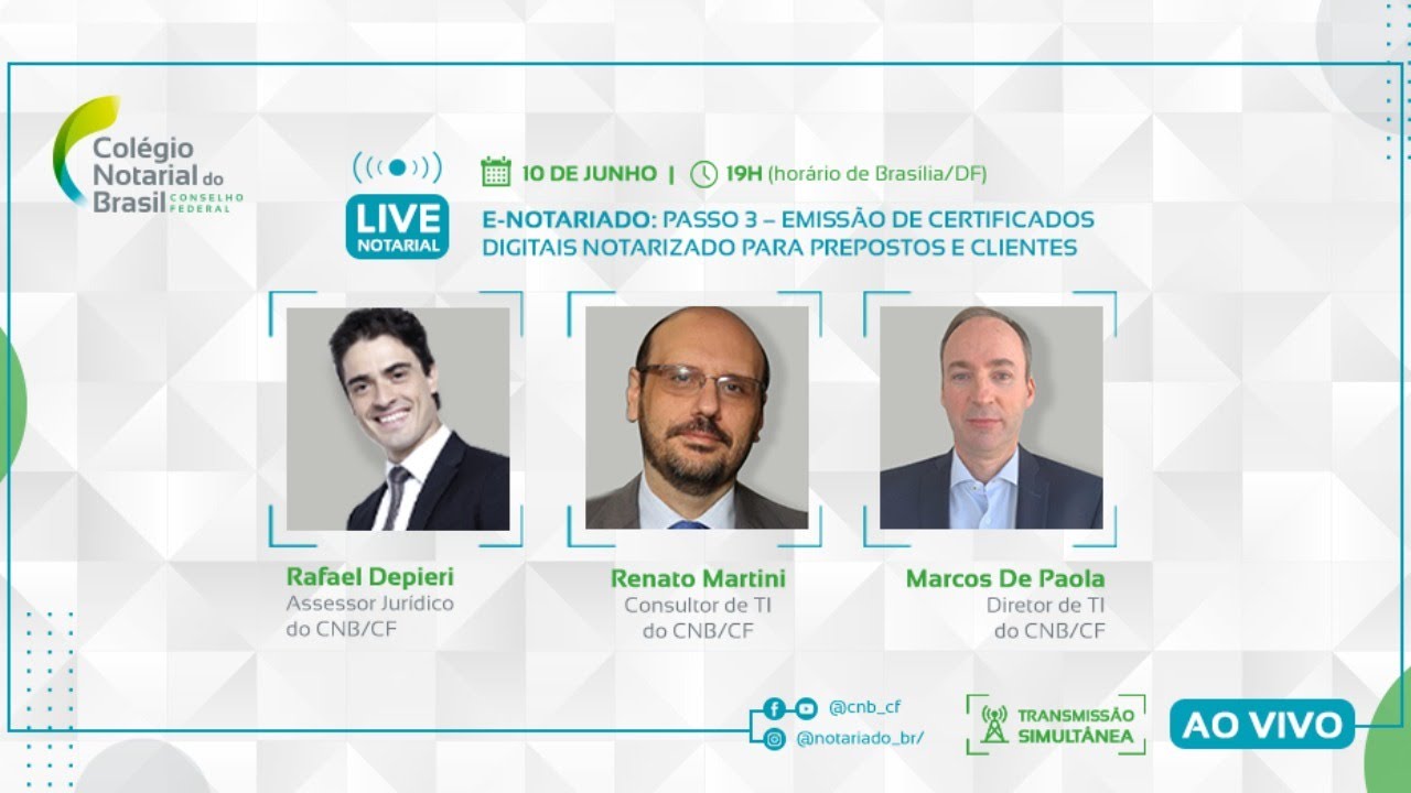 E-NOTARIADO: PASSO 3 - EMISSÃO DE CERTIFICADOS DIGITAIS NOTARIZADO PARA PREPOSTOS E CLIENTES