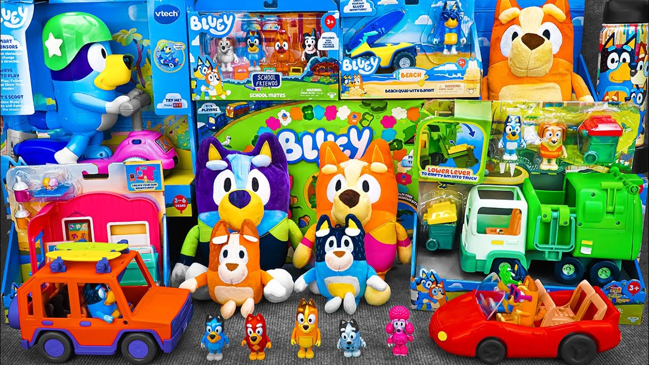 Bluey Toy Collection ASMR 💙 Bluey School Friends Action Figures &The Bluey Heeler 4WD Family Vehicle