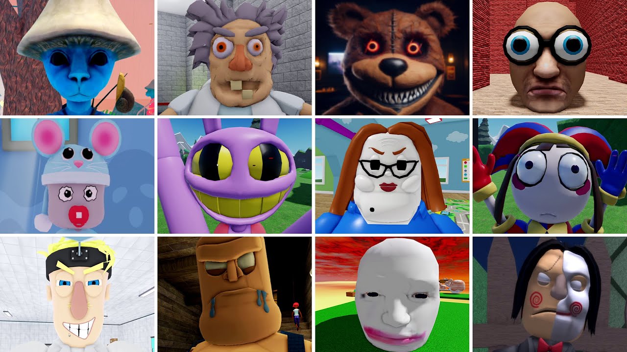 The Moment Obby Was Caught - Jumpscares Smurf Cat, Cartoon Cat, Evil Running Head, Police Family