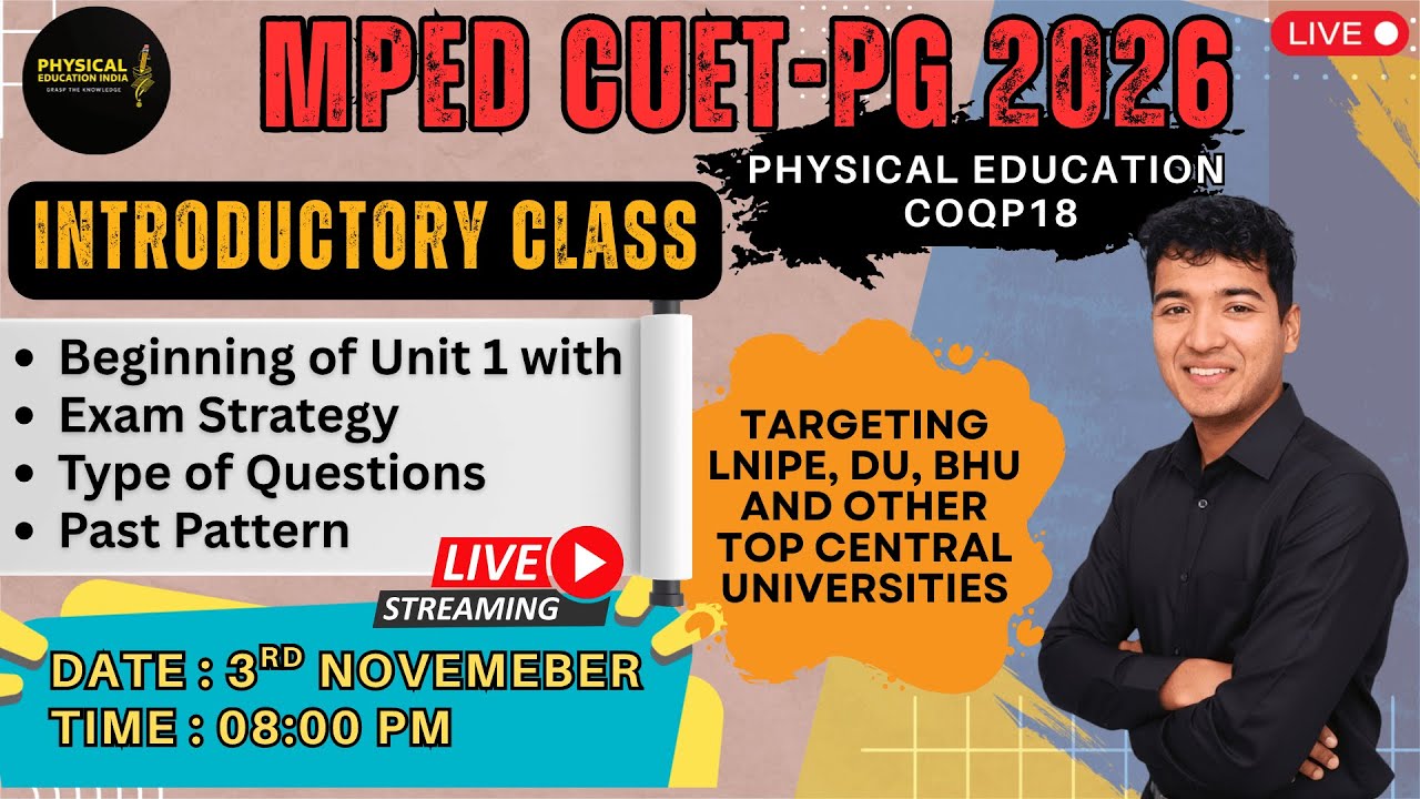CUET-PG MPEd (COQP18) 2026 Demo Class  | LNIPE DU BHU and other Central Universities