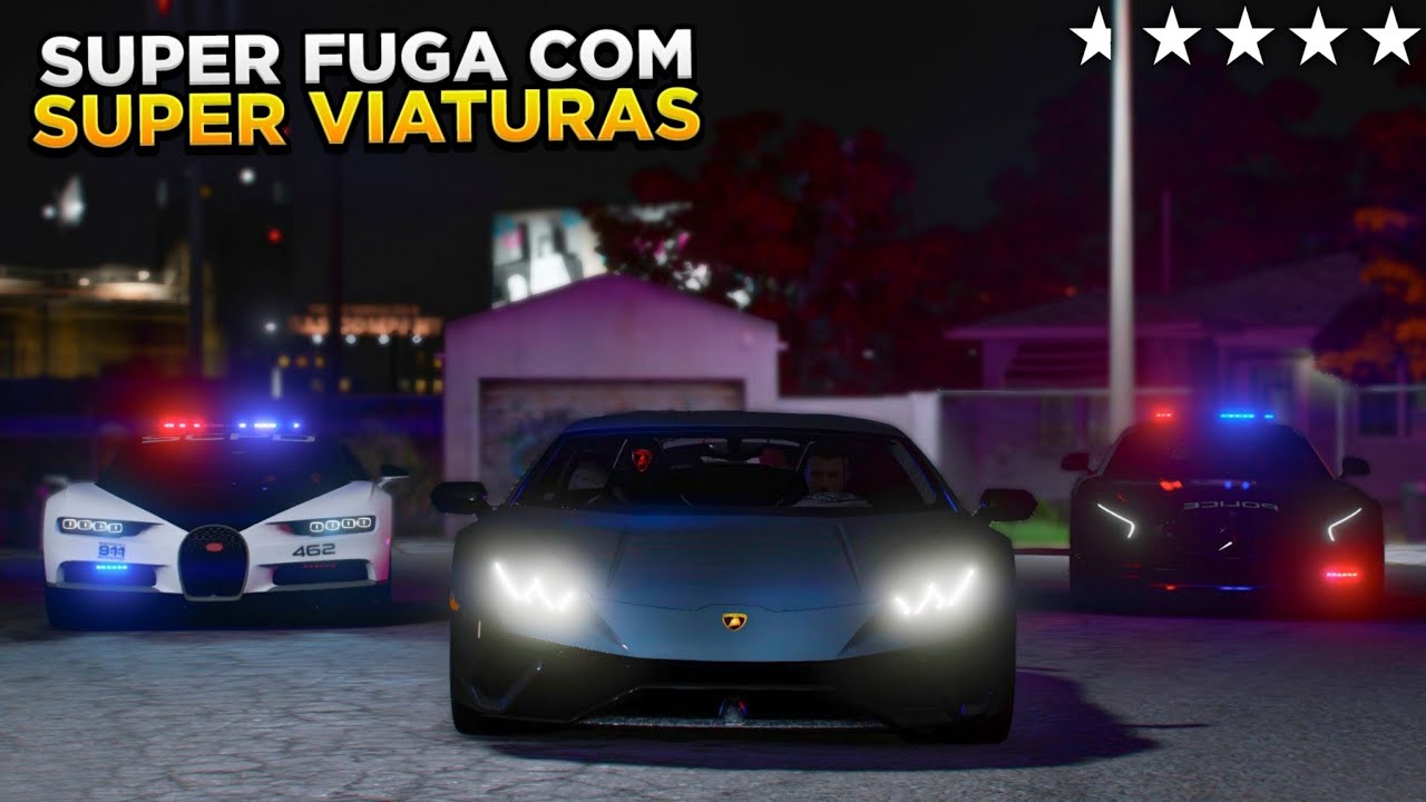 SUPER FUGA NOTURNA DA POLICIA DE LAMBORGHINI HURACAN! (COM SUPER VIATURAS) - GTA 5 MODS