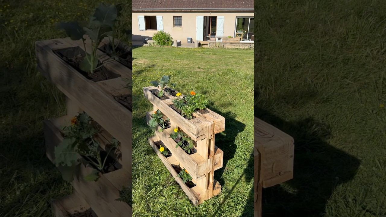 🌻Jardini&egrave;re/bac &agrave; fleur en palette ! #palette #gardening #plants #outdoors #bricolage
