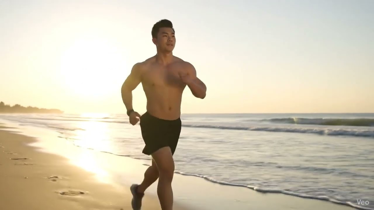 Morning Beach Run 🌅🏃&zwj;♂️ | Calm Sunrise Aesthetic + Fitness Motivation #MorningRun #BeachRun