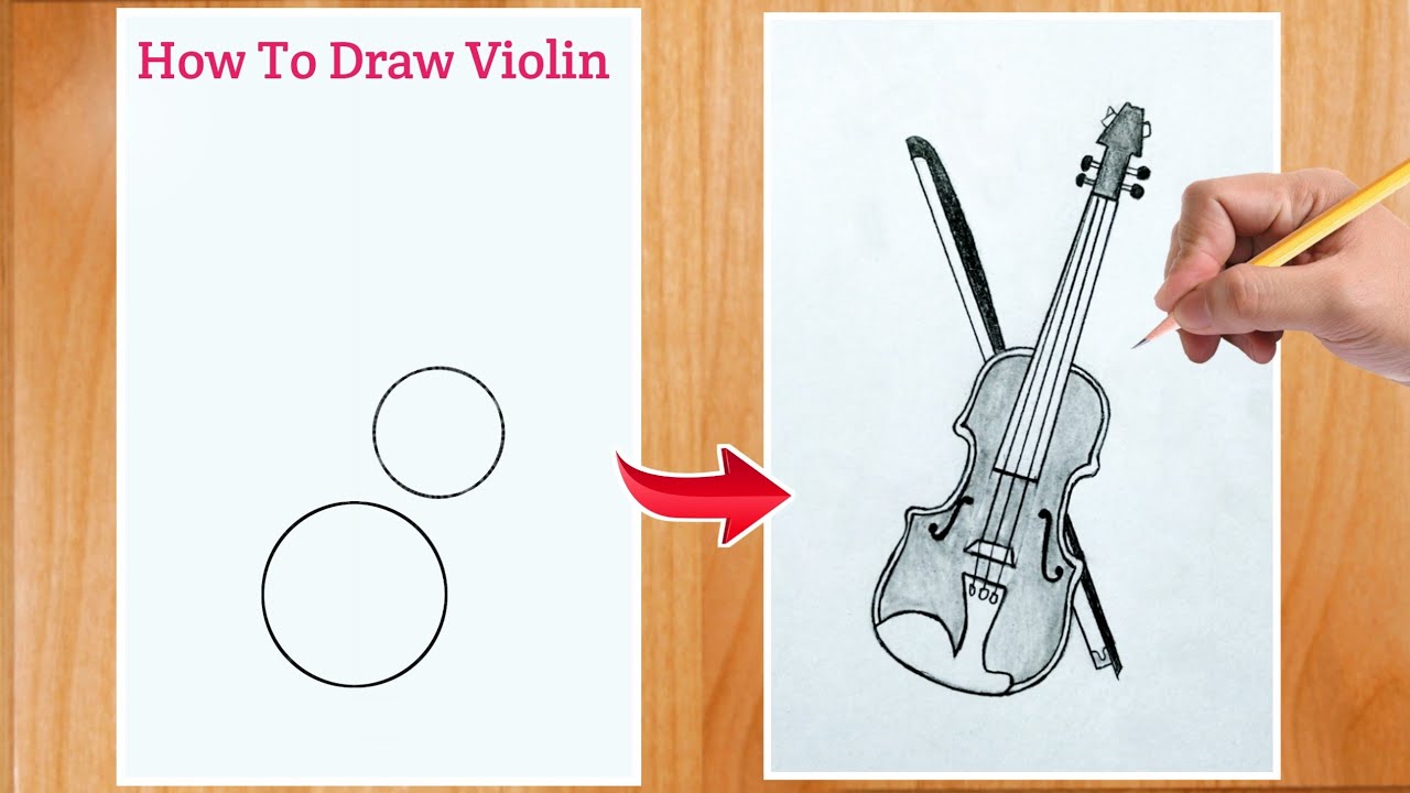 🎻 Violin Drawing Easy | How To Draw A Violin | Step By Step | Violin Drawing Tutorial