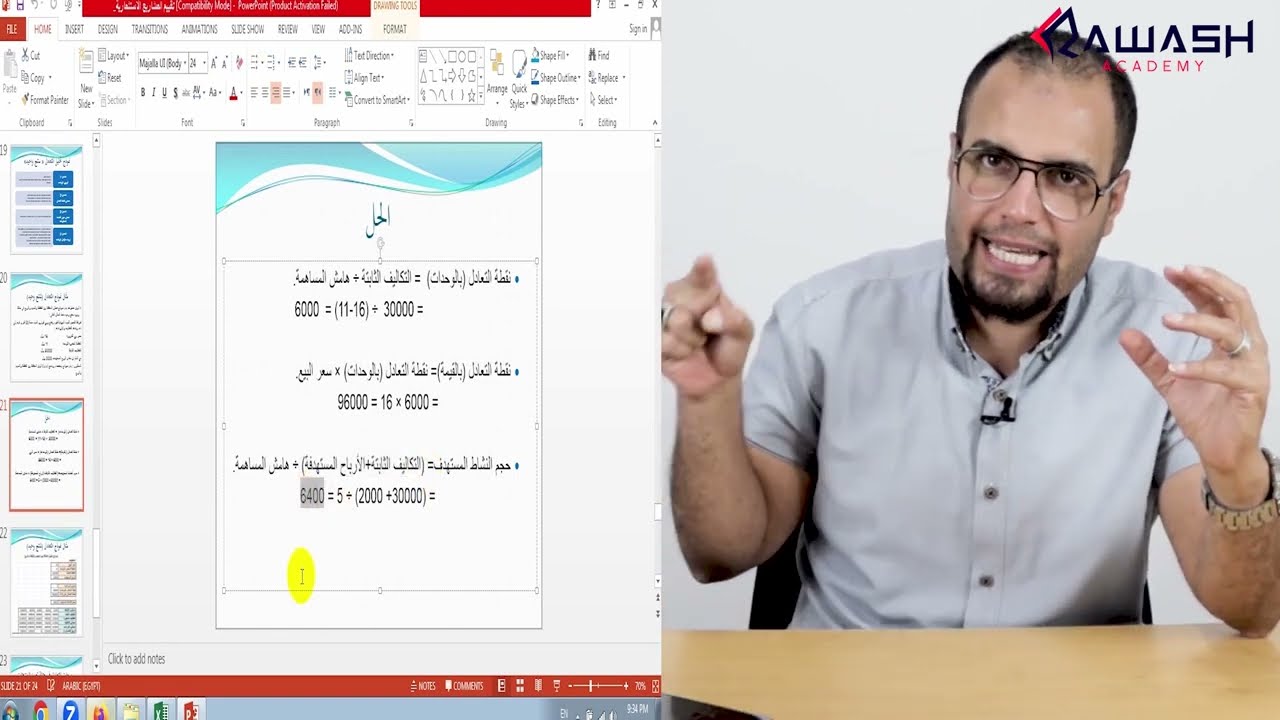 نقطة التعادل لمنتج ولاكثر من منتج - الجزء الاول