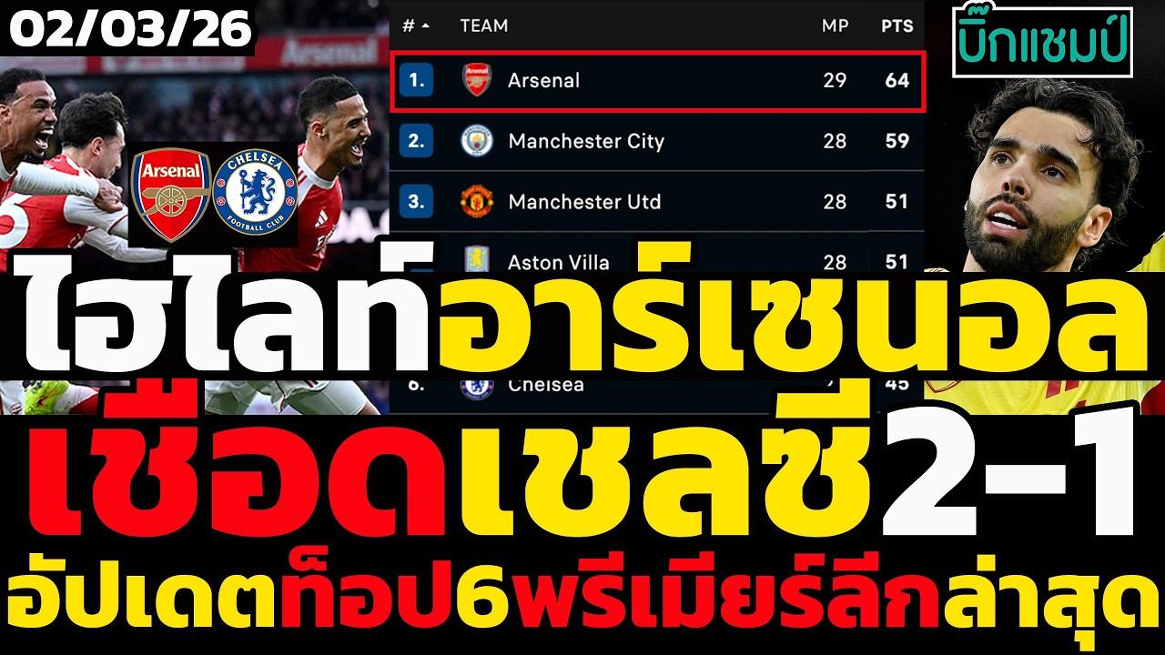 ไฮไลท์พรีเมียร์ลีก อาร์เซนอล 2-1 เชลซี  (02-03-26)