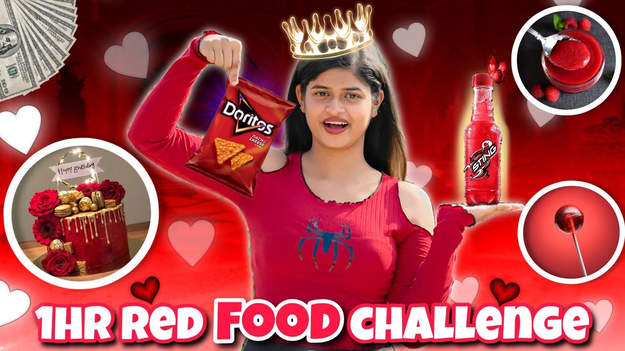 1hr Red ❤️ Colour Food Challenge 😲|| আমি কী জিততে পারবো🤔 @AnnuLifestyle0021 