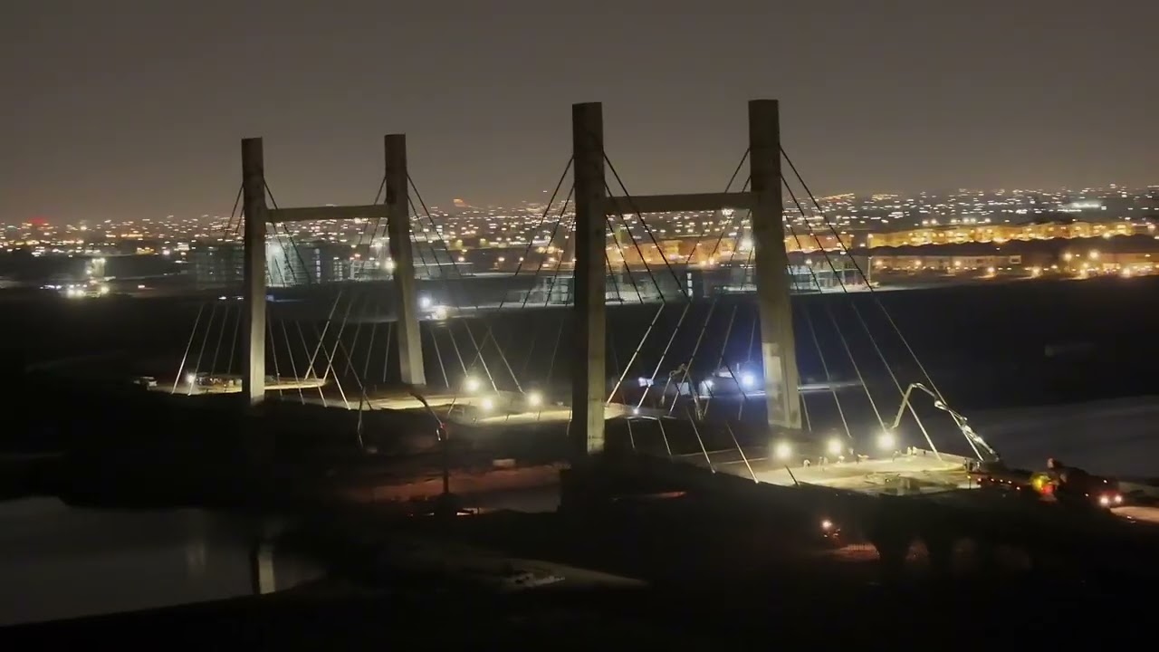 النرجس مباشر الان .. صب سطح الجزء المعلق من الجسر