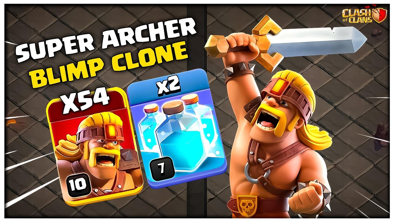 Easy Strong Spam Attack Strategy with Super Barbarians, Clone, Invisible Spell | Clash of Clans