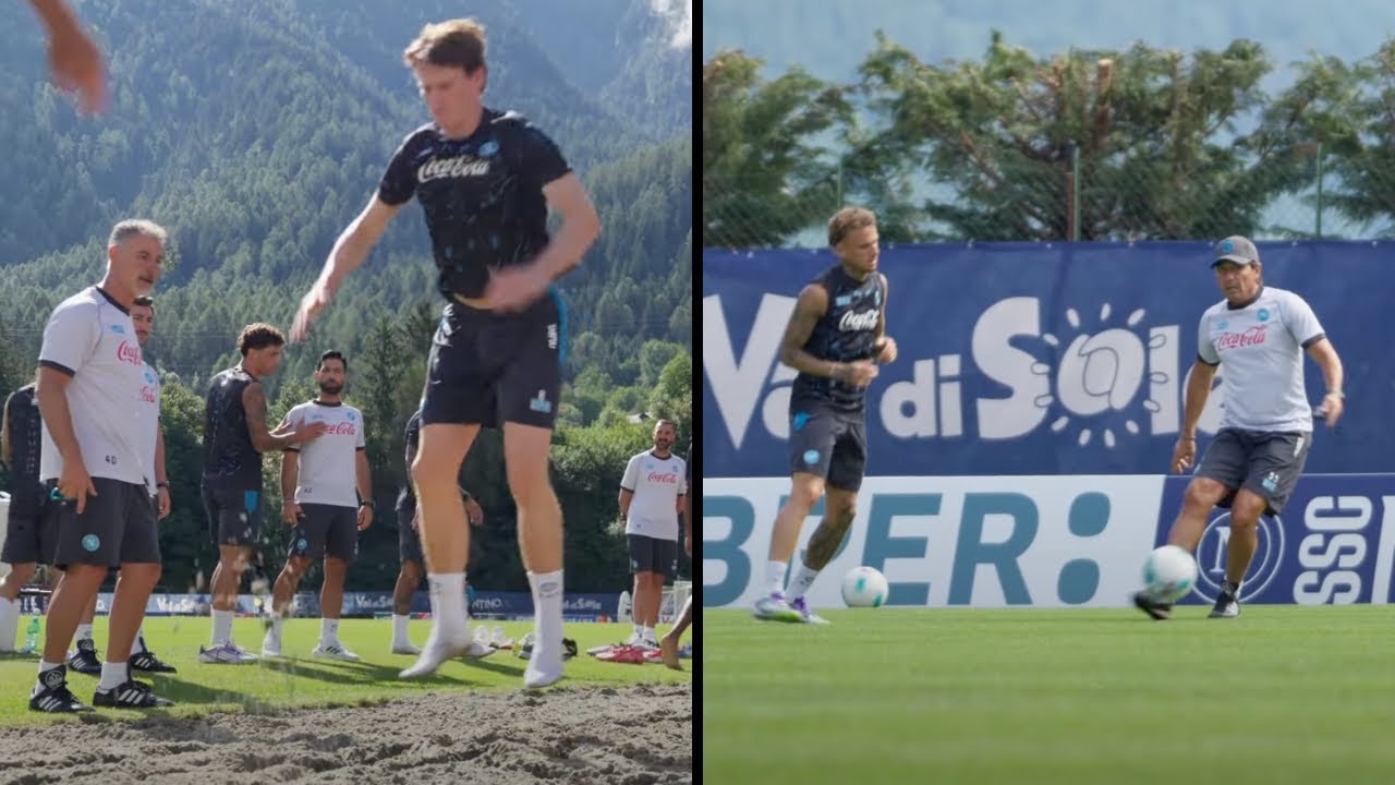 Allenamento NAPOLI a Dimaro: CONTE...scende in campo! 👀⚽ Poi il lavoro sulla sabbia 🏝️