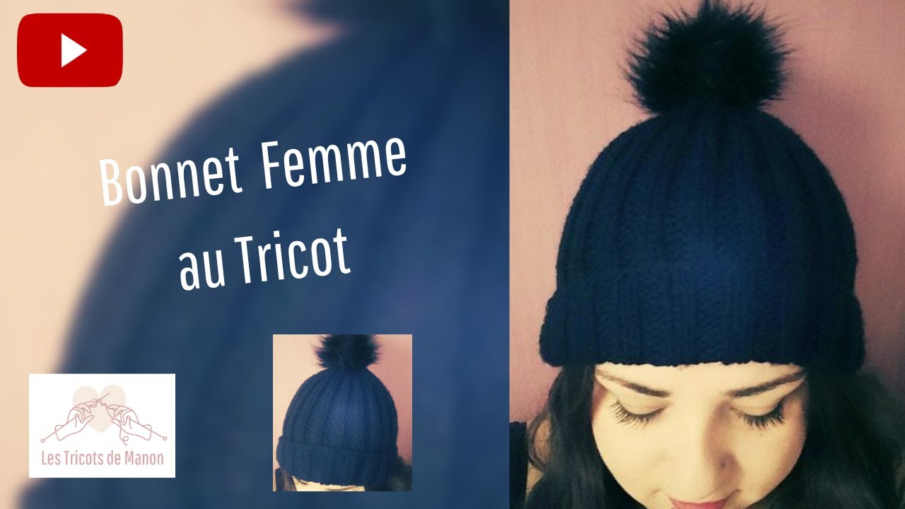 Bonnet femme en côte 2/2 au tricot