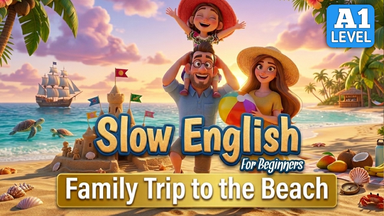 Our First Family Trip to the Beach | Easy English Listening Story (A1 Level)