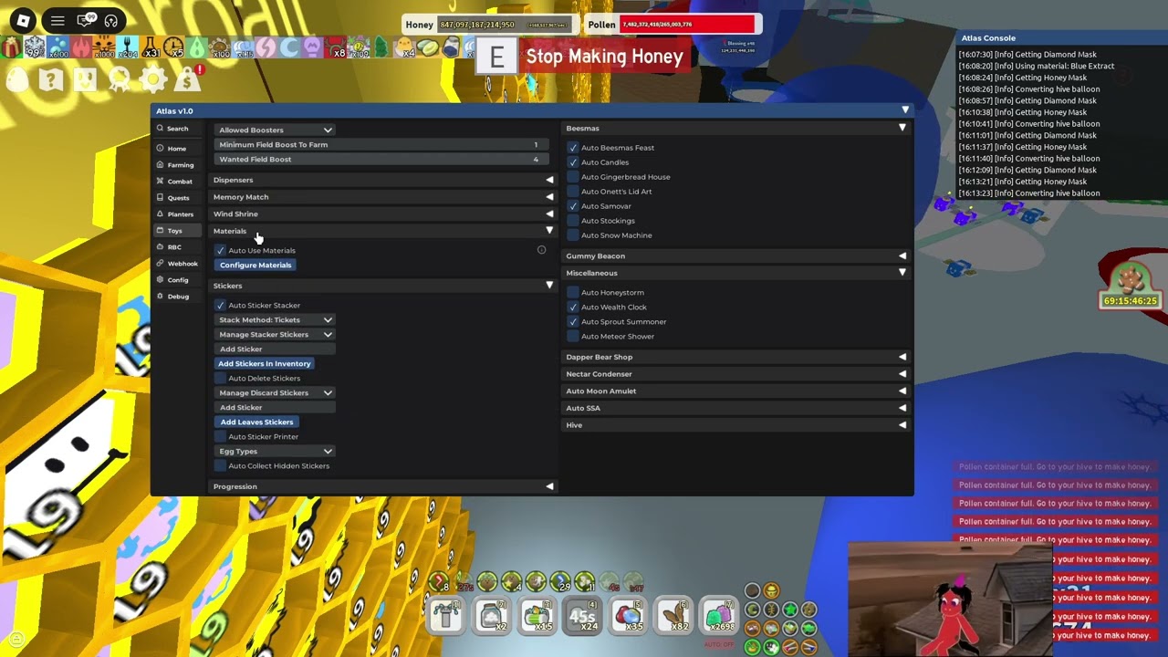 Мои настройки Atlas (30-40T/ЧАС)😍. ❤️ HONEYDAY ATLAS SETTINGS ❤️| Bee Swarm Simulator 🐝