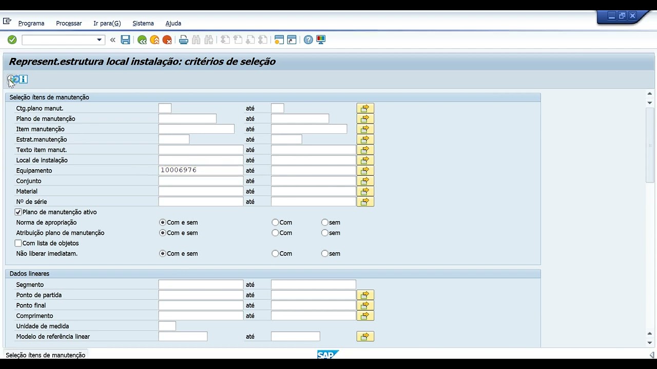 SÉRIE IH01 - CONSULTA DE PLANOS DE MANUTENÇÃO PELA ARVORE LÓGICA