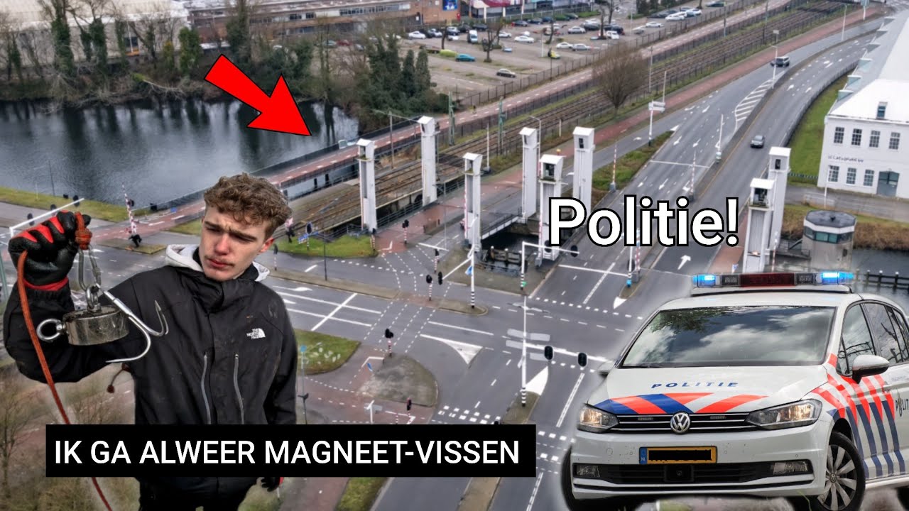 MAGNEET-Vissen Op Een Plek Waar Ik NIET MAG STAAN! | Wachten op Politie.. 
