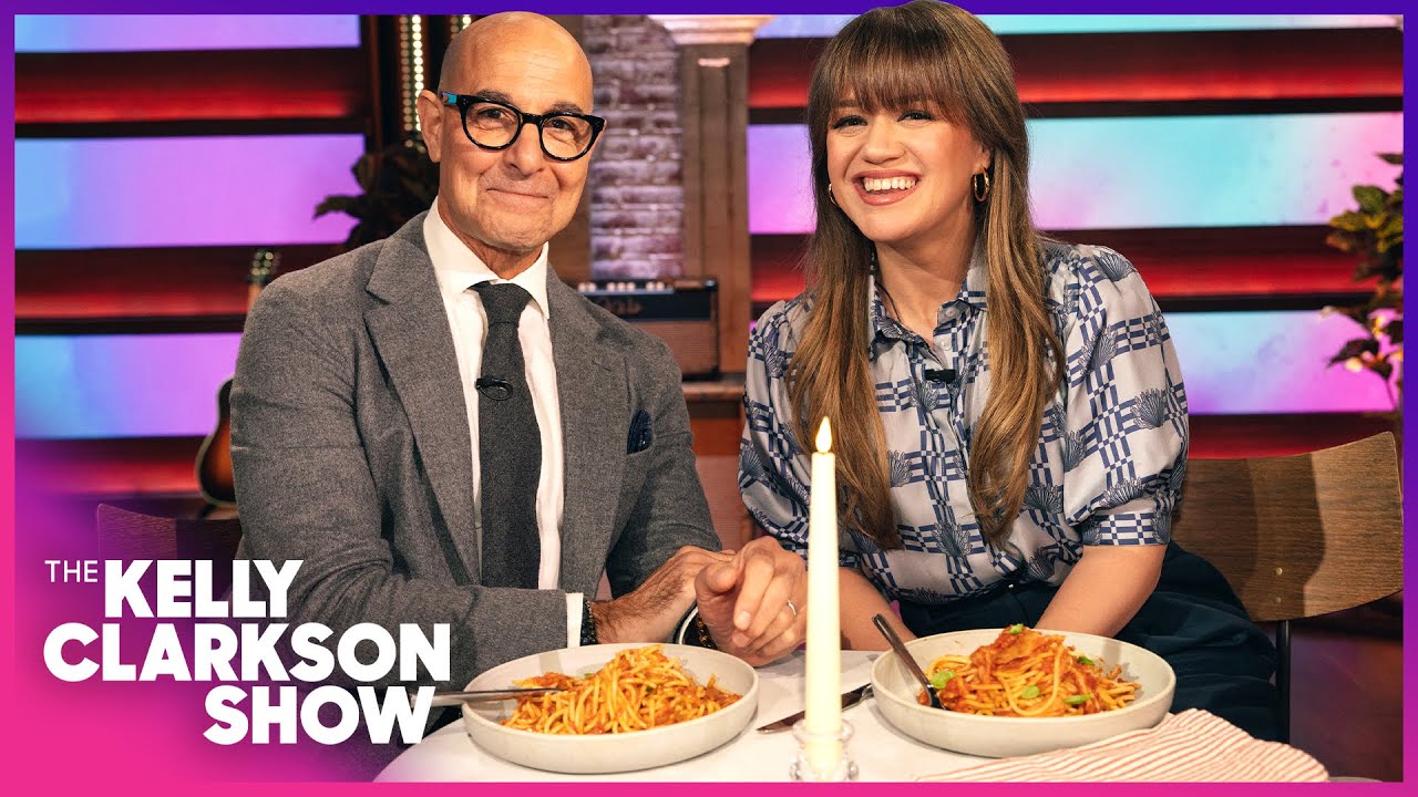 Kelly Clarkson & Stanley Tucci Eat Four-Course Meal In 4 Minutes | Edible Interview