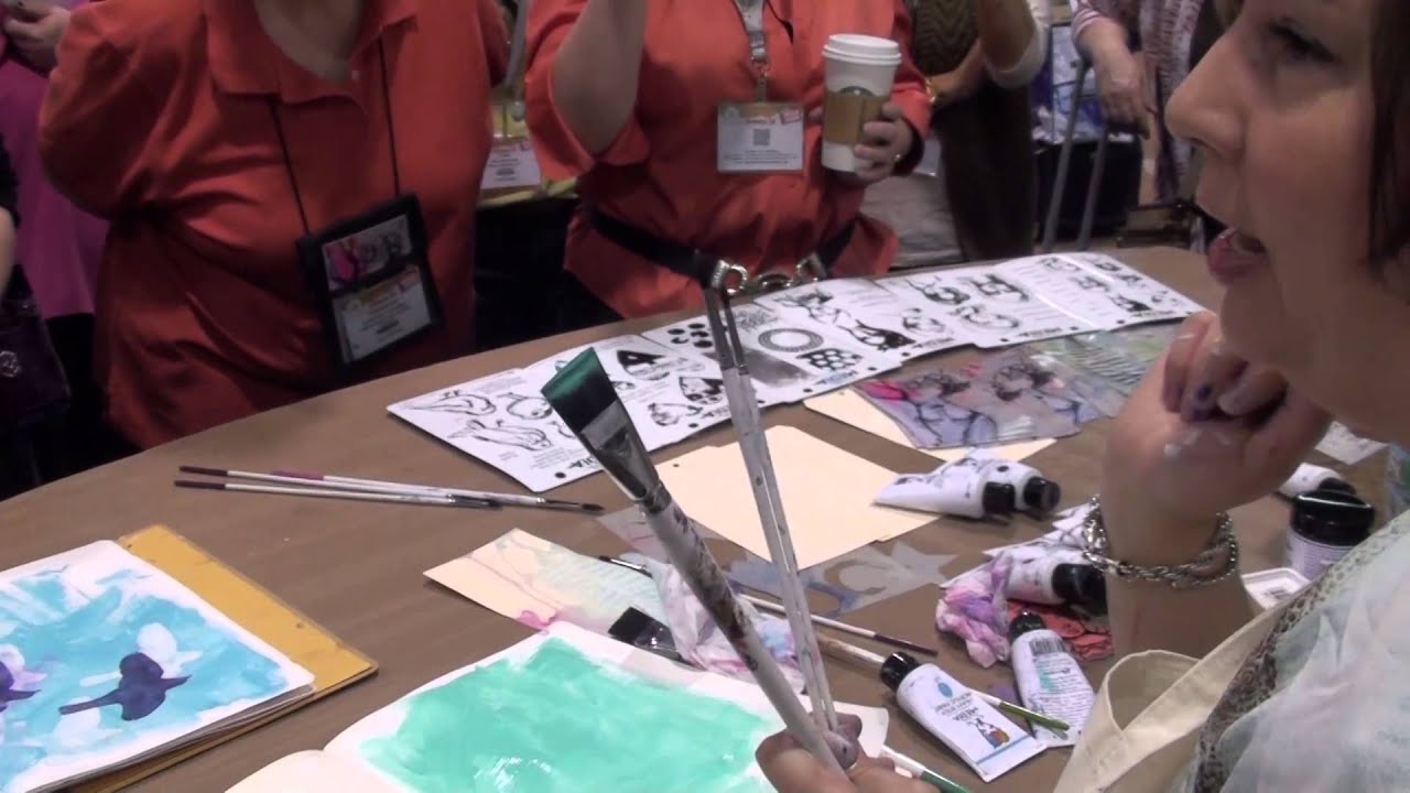 Dina Wakley demos her new Media line at Winter CHA 2014