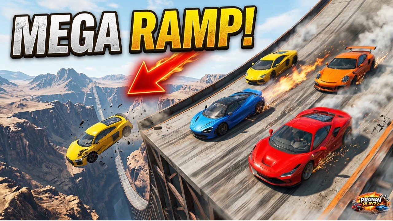 Supercars vs Impossible Mega Ramp || BeamNG.drive