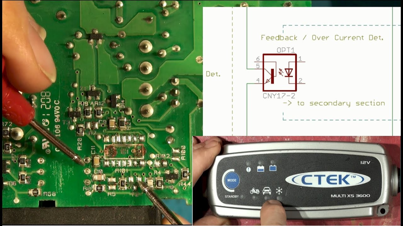 CTEK xs3600 dead faulty detailed repair with schematics explanation and test