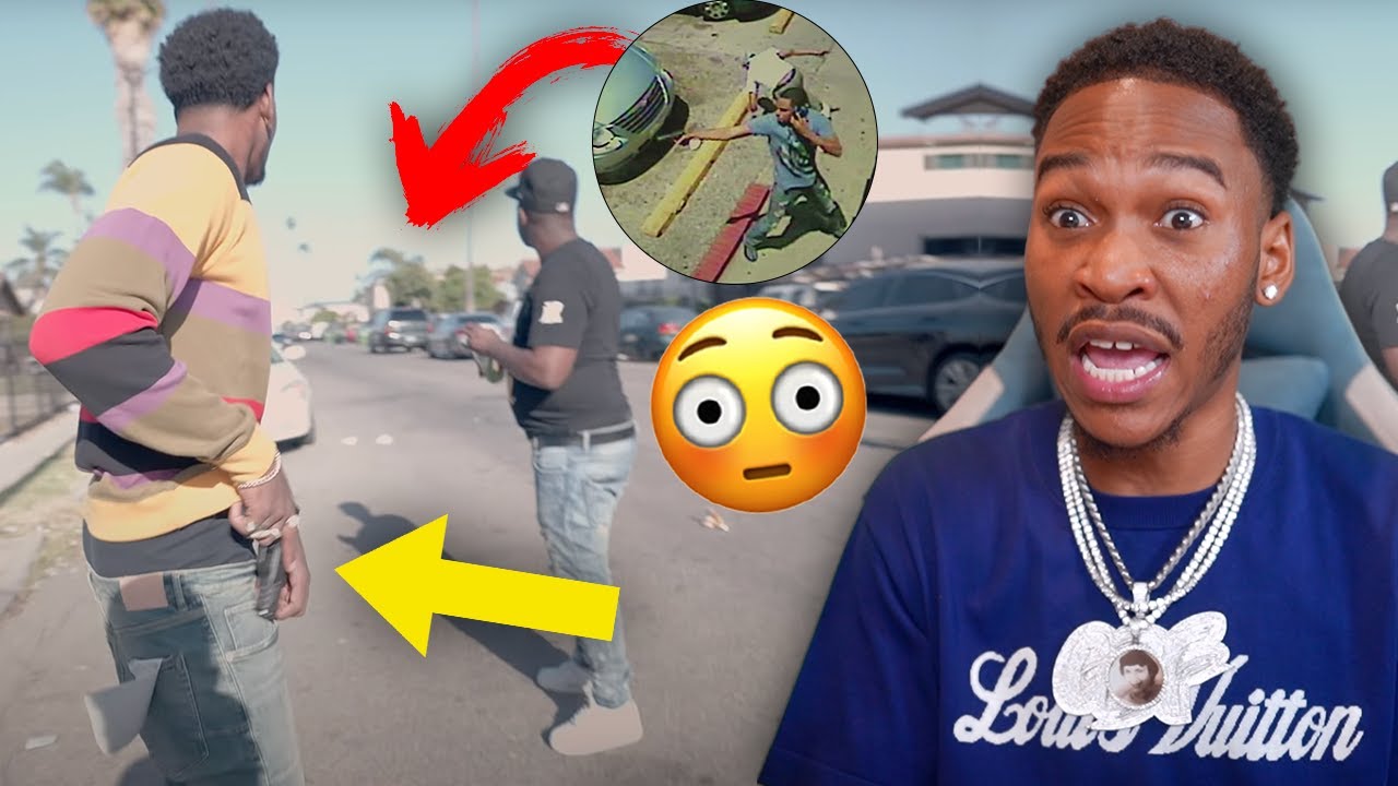 YOUTUBER ALMOST GETS SHOT WHEN THE OPPS PULLED UP DURING A INTERVIEW LA HOOVER GANGSTAS! | REACTION