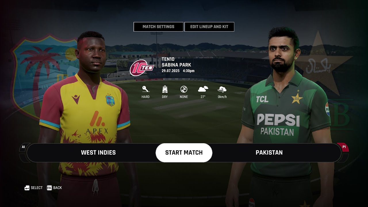 West Indies Vs Pakistan | T20 Match 2025 | Cricket 24 Gameplay (1080p)
