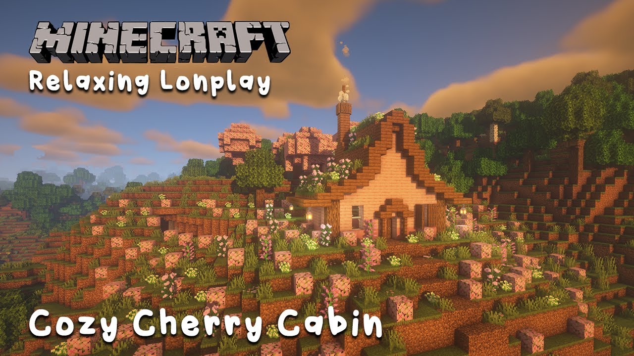 Minecraft Relaxing Longplay | 1.20 | Building a Cozy Cherry Cabin | ASMR | [No commentary]