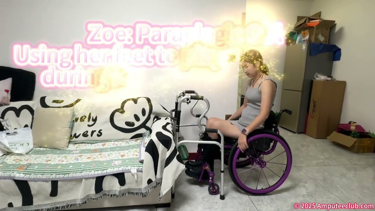 Zoe: Paraplegic Girl - Using her feet to play on her phone during rehabilitation training.