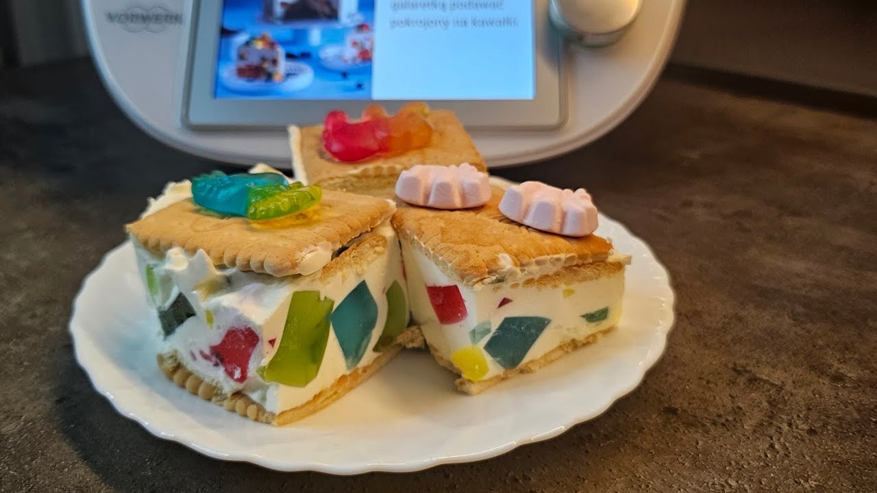 Śmietanowiec /Galaretkowiec z galaretkami na herbatnikach z Thermomix #paulitawita