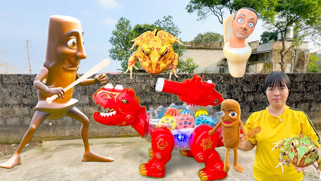 Kem Ốc và xe máy xúc cứu con ếch pacman, khủng long, bắt tung tung tung sahur, gà trống  Theu Chanel
