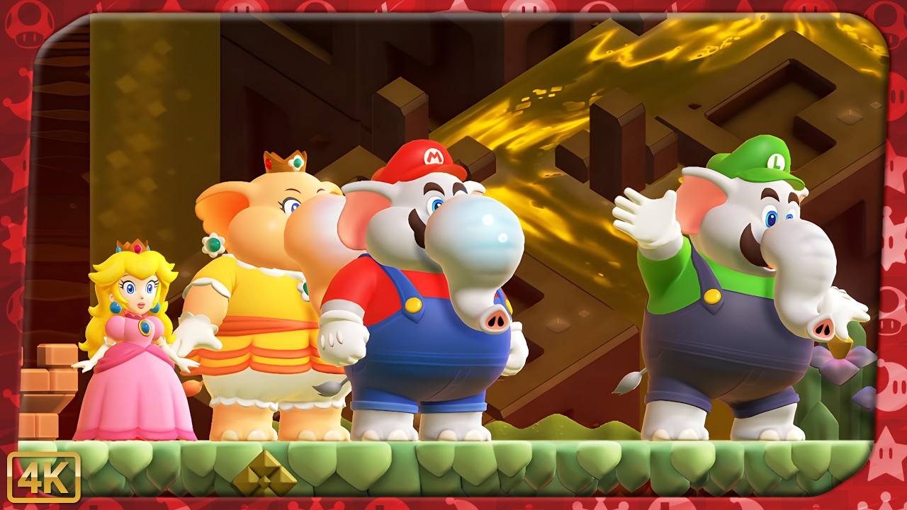 Super Mario Bros. Wonder ⁴ᴷ World 3: Shining Falls (All Wonder Seeds & 10-flower coins) 4-Player