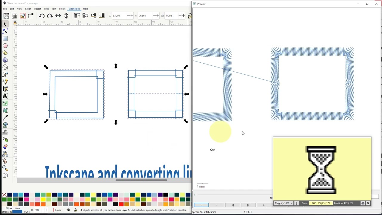 convert line to satin 2