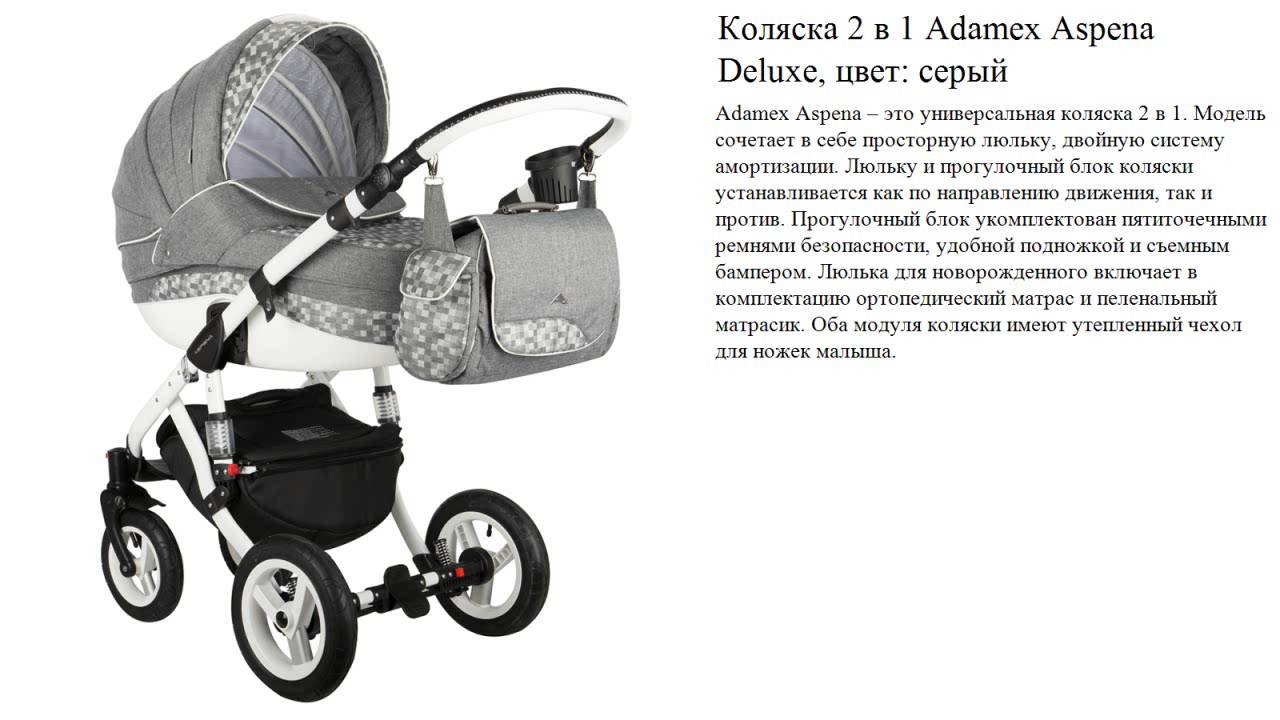 Коляска 2 в 1 Adamex Aspena Deluxe, цвет: серый