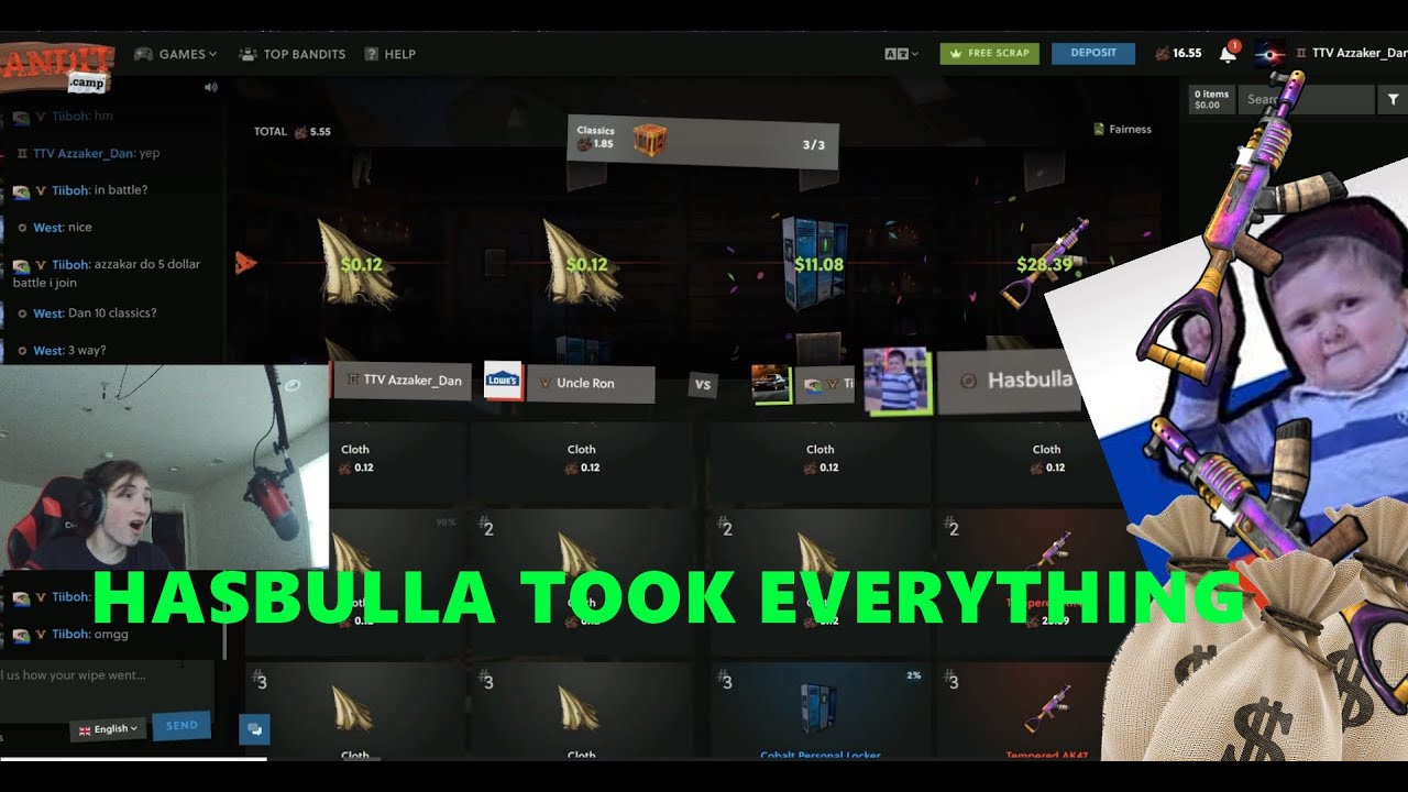 RUST GAMBLING! HASBULA IS EVIL, BANDITCAMP.com!