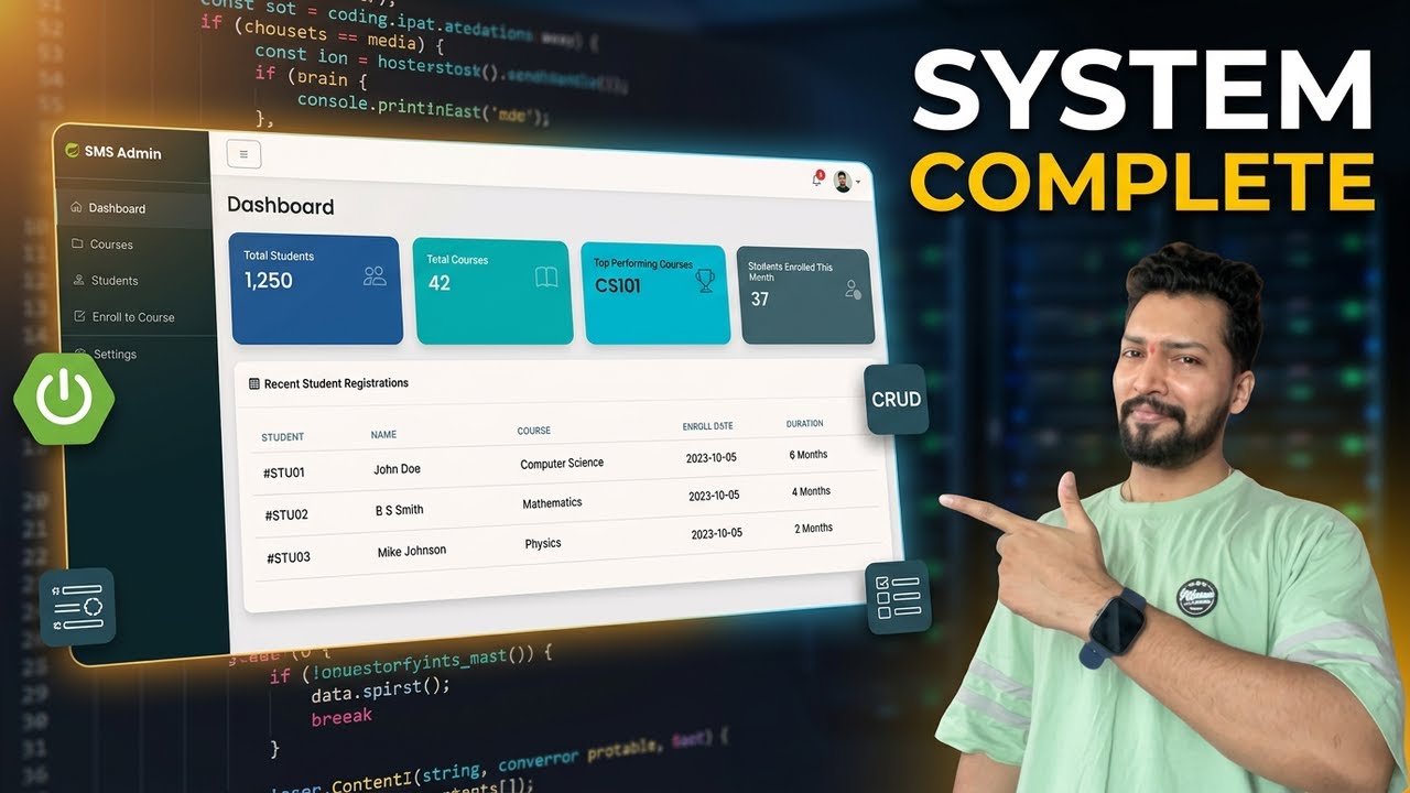 Spring Boot CRUD Create Course with Thymeleaf | Student Management System Project