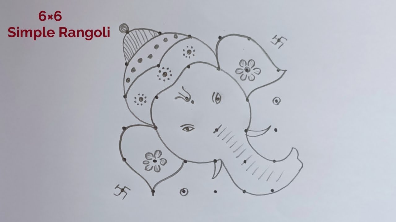 6×6 Very Easy and Simple Vinayagar Chaturthi Kolam 🌺 6×6 Ganesha Chaturthi Rangoli🌺Beautiful Rangoli
