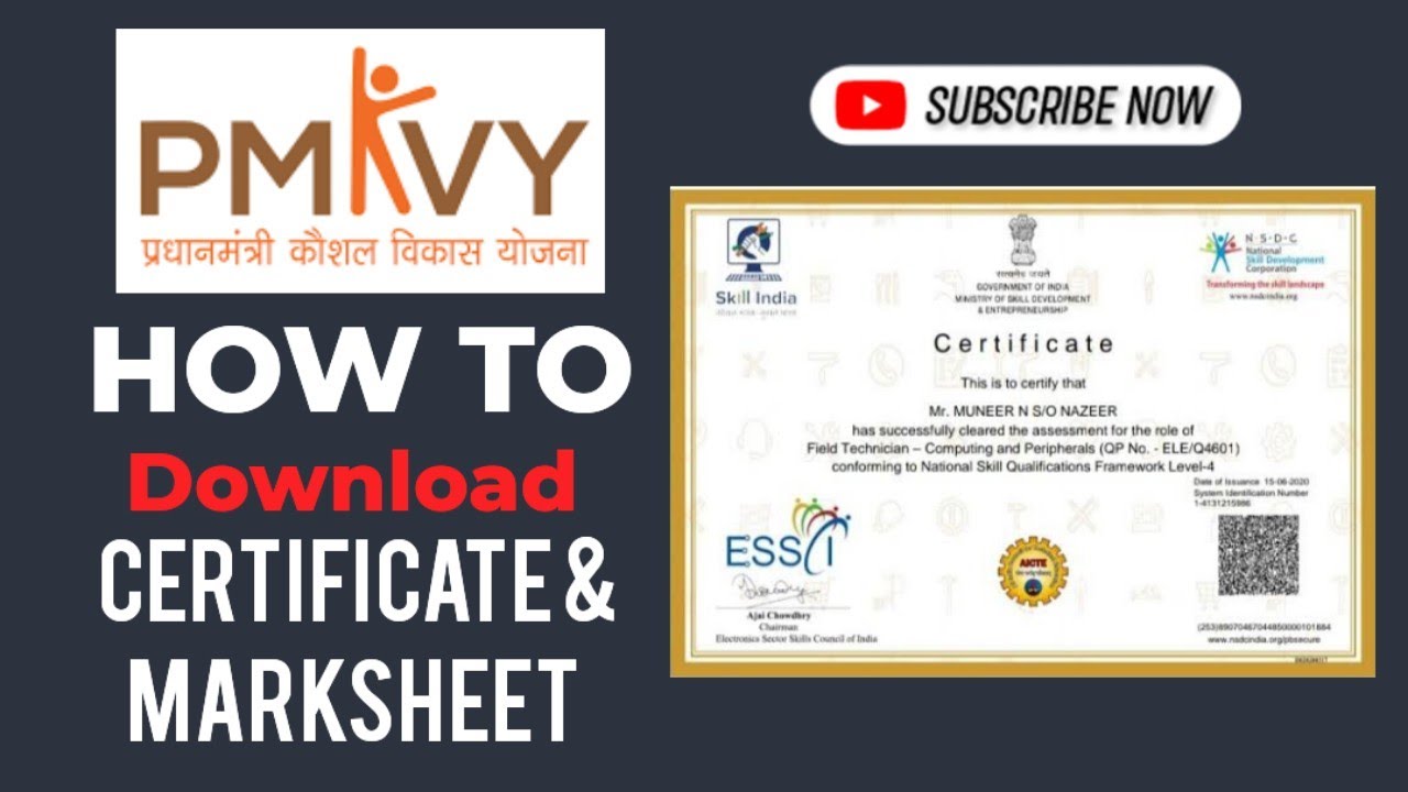 PMKVY Certificate And Marksheet Download