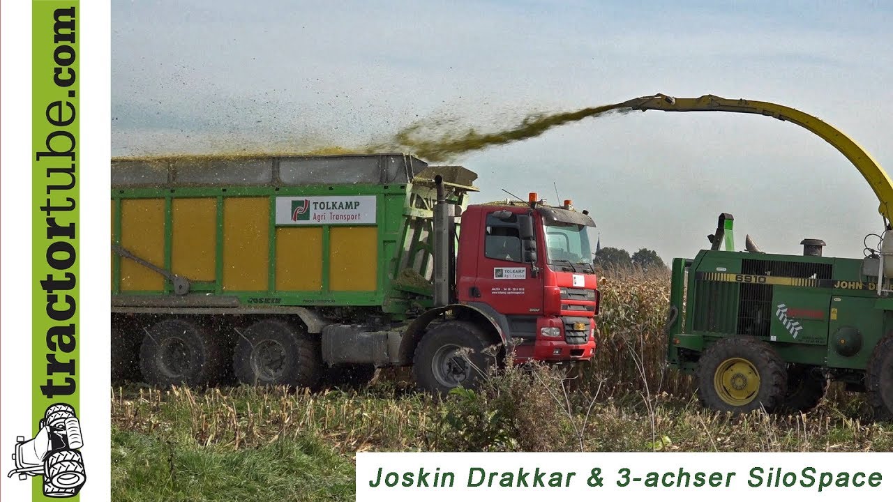 Mit Joskin im Mais - Drakkar auf LKW und 3-Achser Silo-Space - corn chopping, Maishäckseln
