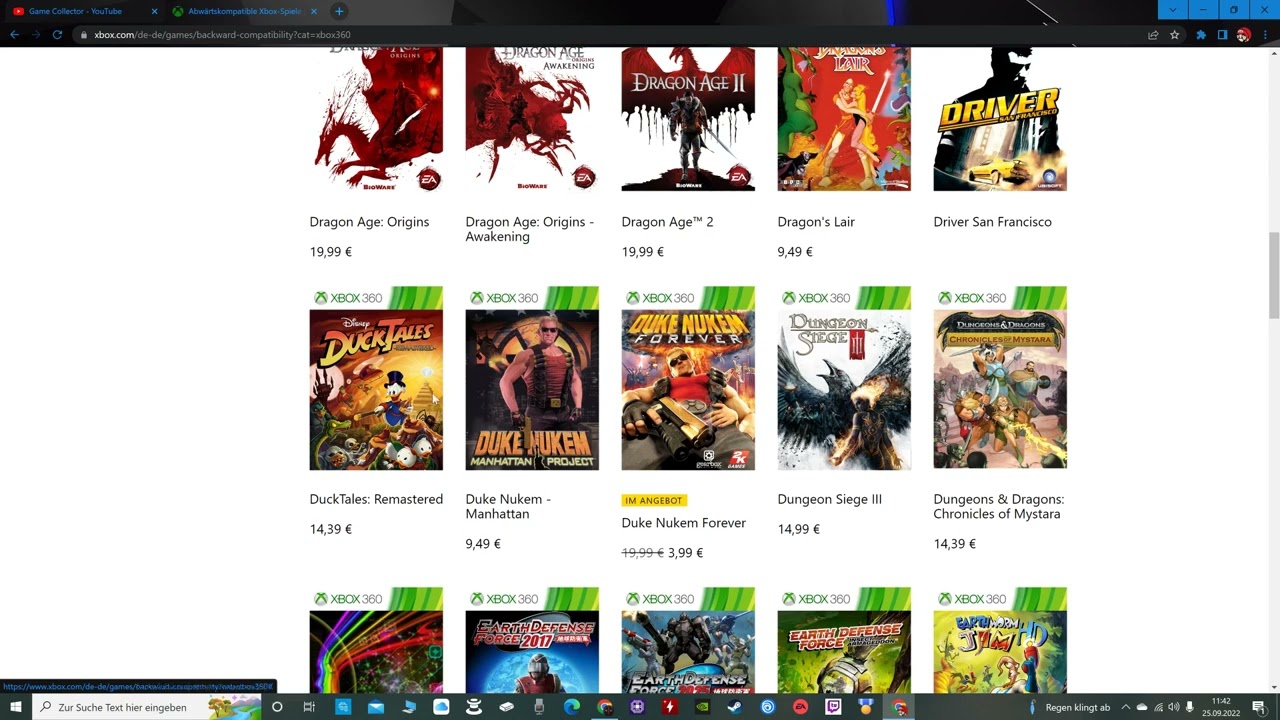Übersicht der abwärtskompatible Xbox Spiele